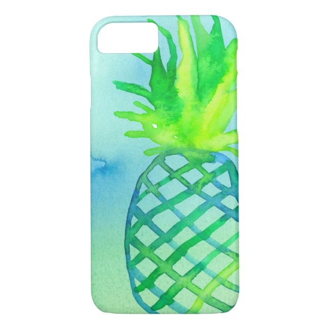 Vattenfärg Ananas Chartreuse Blue Case-Mate iPhone Skal (Baksida)