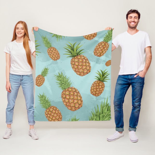 Vattenfärg ananas mönster 2 fleecefilt (På plats)