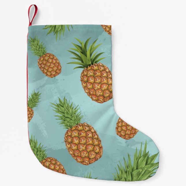 Vattenfärg ananas mönster 2 liten julstrumpa (Framsidan)