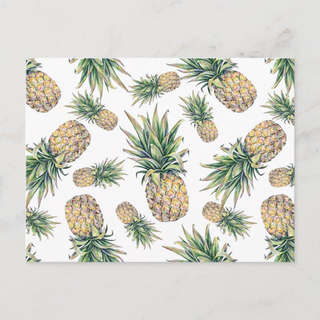 Vattenfärg Ananas Mönster Vykort (Framsida)