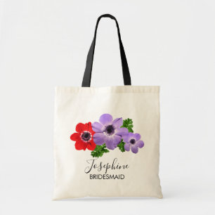 Vattenfärg Anemone Blommigt Bridesmaid Tote Bag Tygkasse