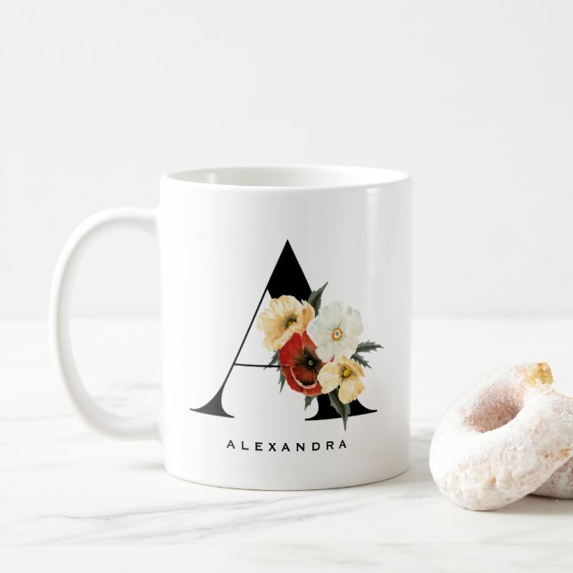 Vattenfärg Anemone Botanicals Brev A Monogram Kaffemugg (Med munk)