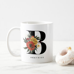 Vattenfärg Anemone Botanicals Brev B Monogram Kaffemugg
