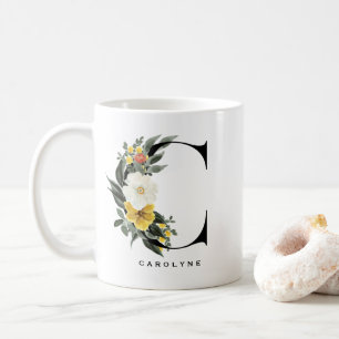 Vattenfärg Anemone Botanicals Brev C Monogram Kaffemugg