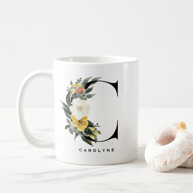 Vattenfärg Anemone Botanicals Brev C Monogram Kaffemugg (Med munk)