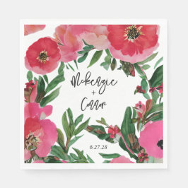 Vattenfärg Anemone Bröllop Pappersservett