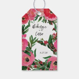 Vattenfärg Anemone Bröllop Presentetikett