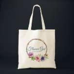 Vattenfärg Anemone Flower Bröllop Tygkasse<br><div class="desc">Dessa bröllop-tote bags har ett blått skript i elegant på en vit bakgrund omgiven av vackra blommor från Anemone i rosa, lavender, blått, lila och violett med löv från grönt. Texten kan vara personlig genom att textrutorna redigeras. Designad för dig av Evco Studio © på www.zazzle.com/store/evcostudio #bröllop #flowergirl #bridalparty #tote...</div>