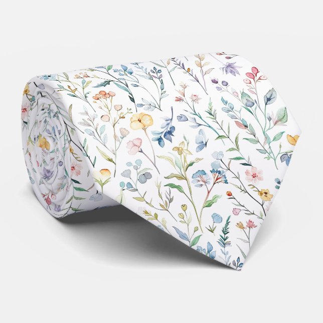 Vattenfärg äng blommor mönster slips (Rullad)