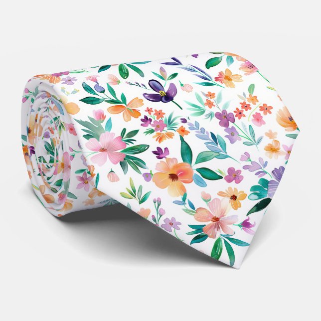 Vattenfärg Äng Blommor Mönster Slips (Rullad)