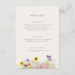 Vattenfärg äng vildblomma bröllopsdetaljer tilläggskort
