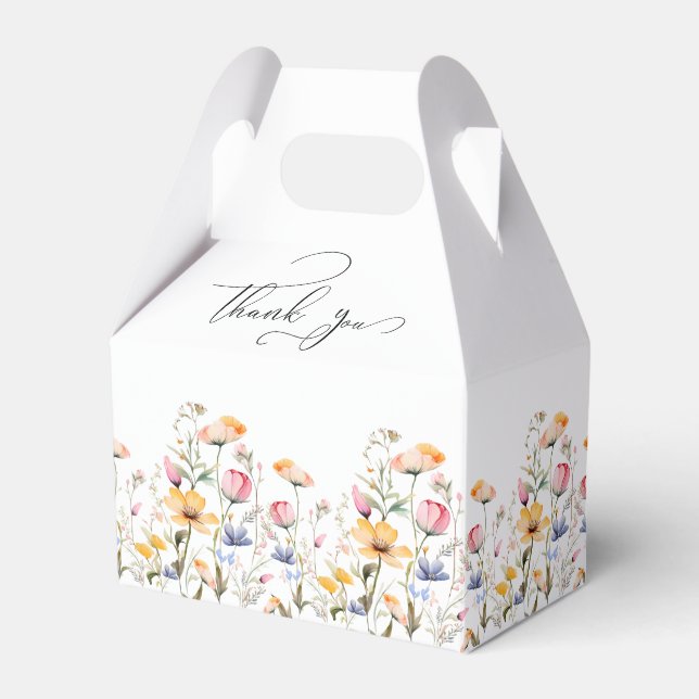 Vattenfärg Äng Vildblomma Tack Bröllop Presentaskar (Framsidan Sidan)