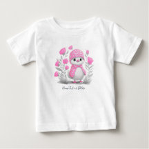Vattenfärg Anka Rosa Blommig Baby T-Shirt