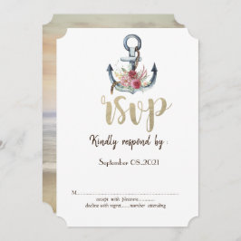Vattenfärg Ankar Blommor Marin RSVP  Inbjudningar