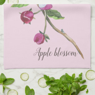 Vattenfärg Apple-Blommar Botaniskt Kökshandduk