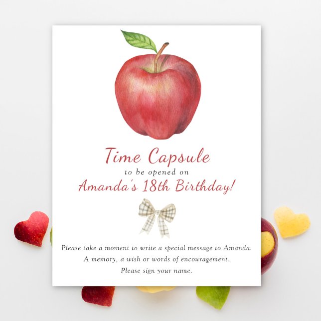 Vattenfärg Apple Time Capsule 1:a födelsedagen Poster (Skapare uppladdad)