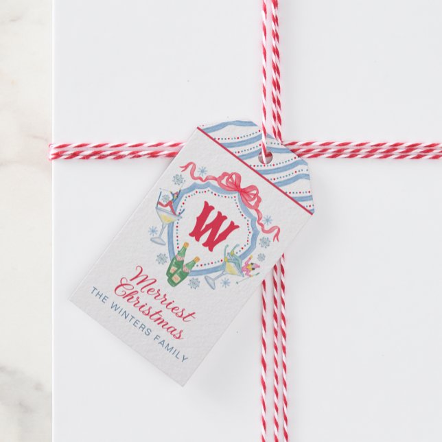 Vattenfärg Après-Ski Monogram Topp Presentetikett (Skapare uppladdad)