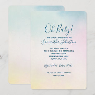 Vattenfärg Aqua Rosa Gult Tie Dye Ombre Inbjudningar
