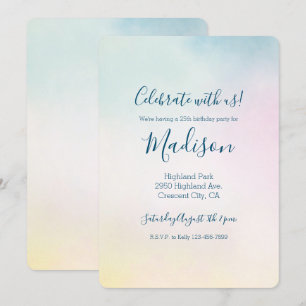 Vattenfärg Aqua Rosa Gult Tie Dye Ombre Inbjudningar
