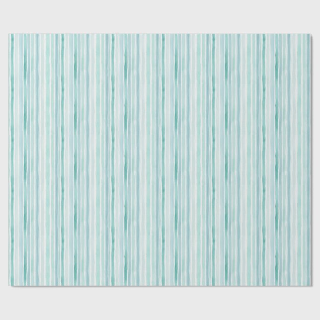Vattenfärg Aqua Vertikal Randmönster Kust  Presentpapper (Platt)