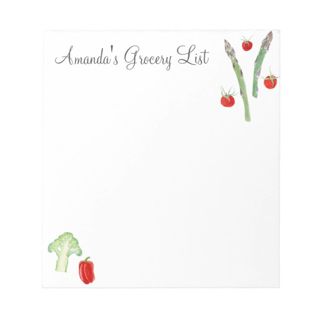 Vattenfärg Asparagus, Broccoli, Tomater, paprika Anteckningsblock (Framsida)