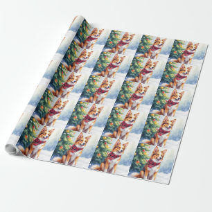 Vattenfärg Australisk Shepherd Lysande Jul Presentpapper