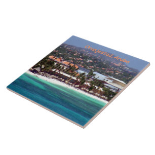 Vattenfärg av Oranjestad, Aruba Kakelplatta
