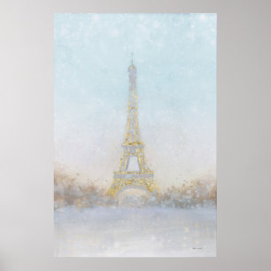 Vattenfärg avbildar av Eiffel Towe Poster