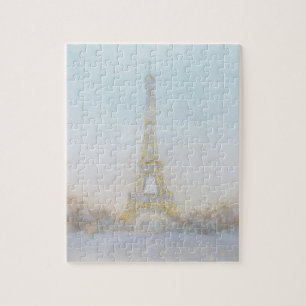 Vattenfärg avbildar av Eiffel Towe Pussel