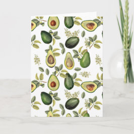 Vattenfärg Avocado Botanical Mönster Kort