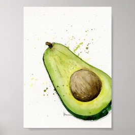 Vattenfärg Avocado kökskonst Poster