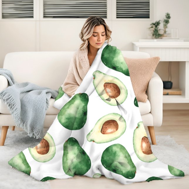 Vattenfärg Avocado Mönster Fleecefilt (Skapare uppladdad)