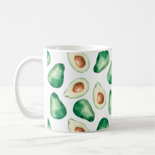 Vattenfärg Avocado Mönster Kaffemugg
