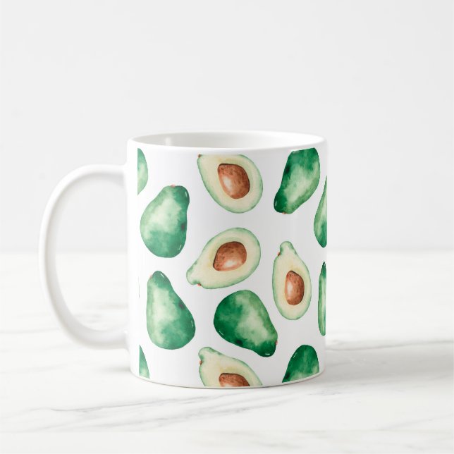 Vattenfärg Avocado Mönster Kaffemugg (Vänster)