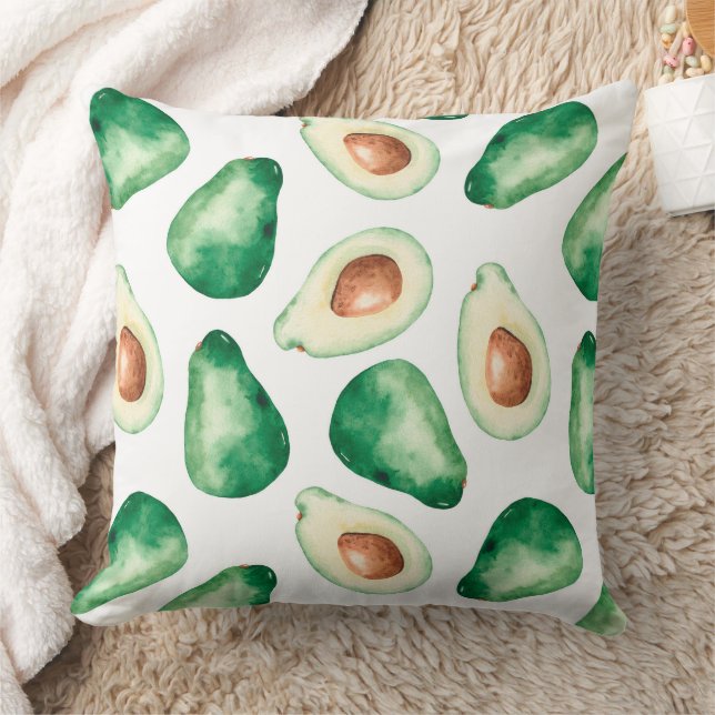 Vattenfärg Avocado Mönster Kudde (Filt)