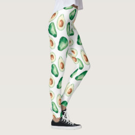 Vattenfärg Avocado Mönster Leggings