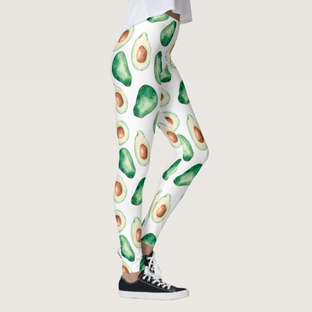 Vattenfärg Avocado Mönster Leggings (Höger)