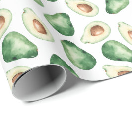 Vattenfärg Avocado Mönster Presentpapper
