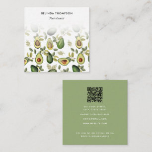 Vattenfärg Avocado Nutritionist Dietician QR Code Fyrkantigt Visitkort