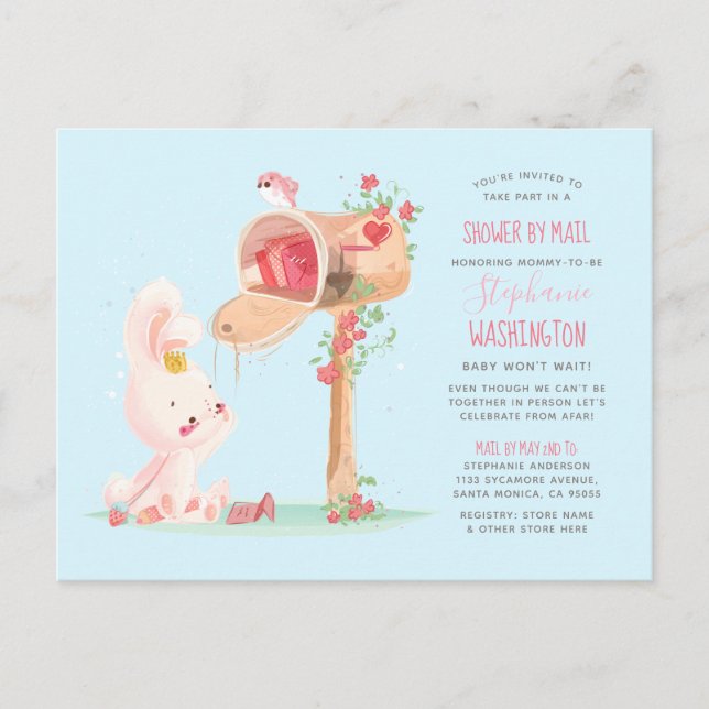 Vattenfärg, Avstånd Flicka med långa muskler per p Inbjudan Vykort (Framsida)