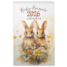 Vattenfärg Baby djur 2026 Kalender