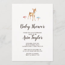 Vattenfärg Baby Hjort med svamp Baby Shower