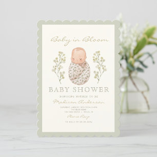 Vattenfärg Baby i Bloom Elegant Baby Shower Inbjudningar