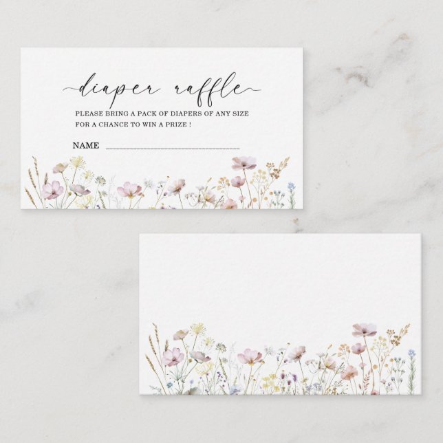 Vattenfärg Baby in Bloom baby shower blöja lotteri Tilläggskort (Fram/baksida)