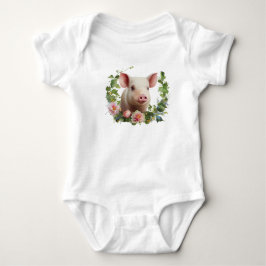 Vattenfärg Baby Pig (Piglet) Flower WANAN T Shirt