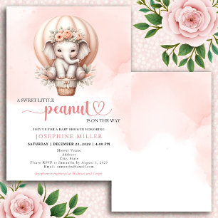 Vattenfärg Baby Shower Ljusrosa Elefant Inbjudan