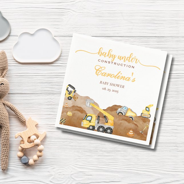 Vattenfärg baby under babyduschen för byggnadsbebi pappersservett (Skapare uppladdad)