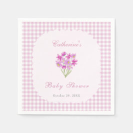 Vattenfärg Babyshower Rosa Blommor Servetter