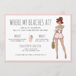 Vattenfärg Bachelorette Beach Party Helg Inbjudningar