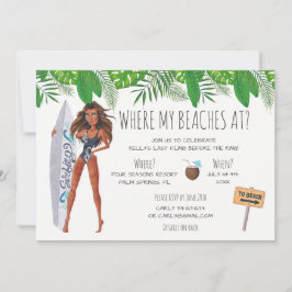 Vattenfärg Bachelorette Surfa Beach Party Inbjudningar